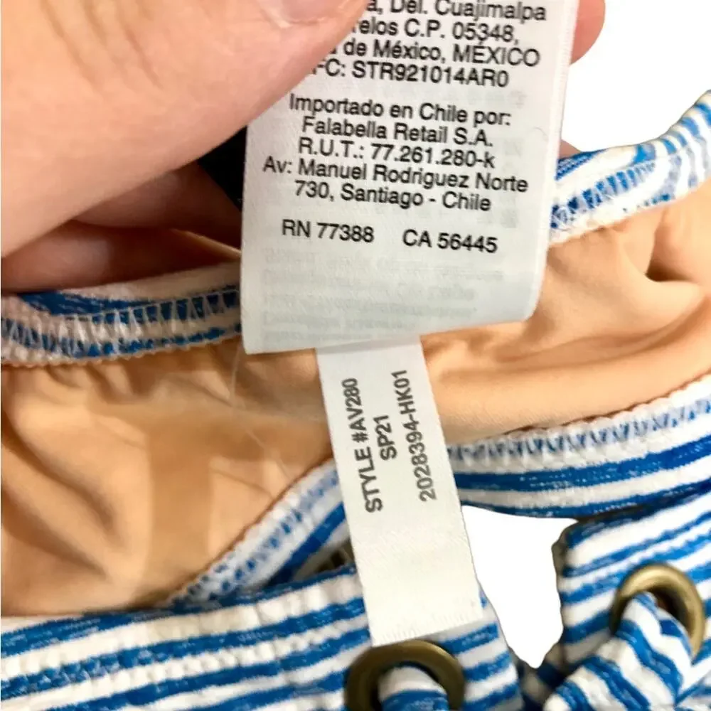 J. Crew Preppy Nautical Lace-up Bikini Top in Faded Stripe Size Medium